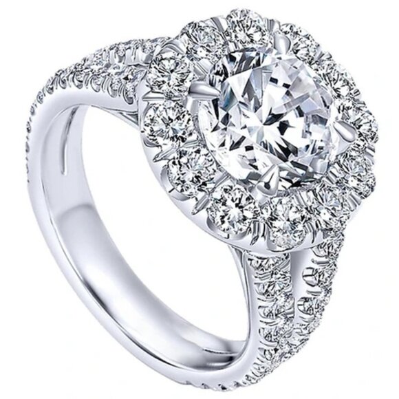 💥Engagement Double Layer Round CZ Bridal Wedding Ring for Women, UNVN12291 - Picture 1 of 4